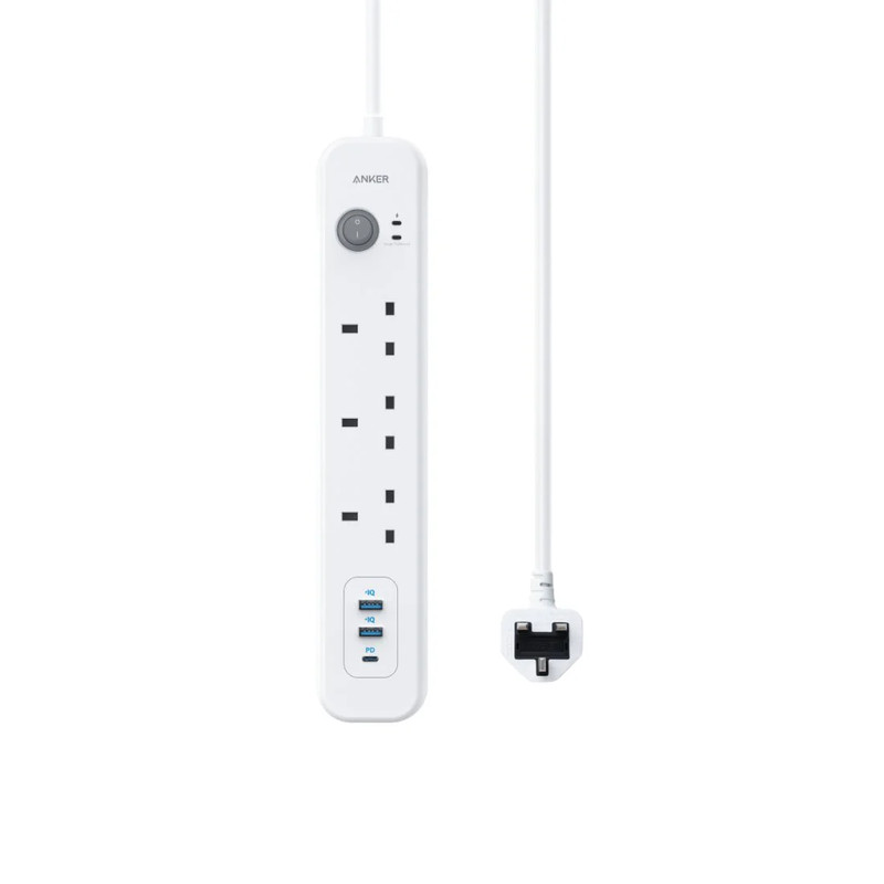 Anker PowerExtend 6-IN-1 USB-C PowerStrip - White - كابل